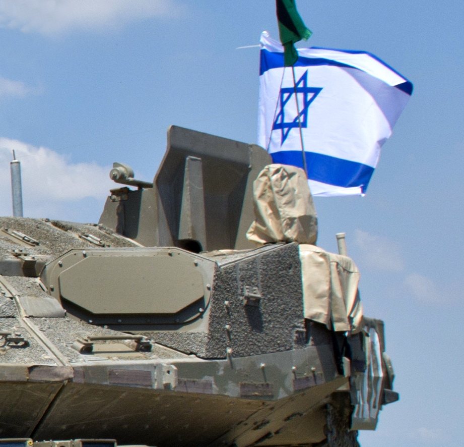 Trophy active protection system mounted on the turret of a Merkava Mk4M tank