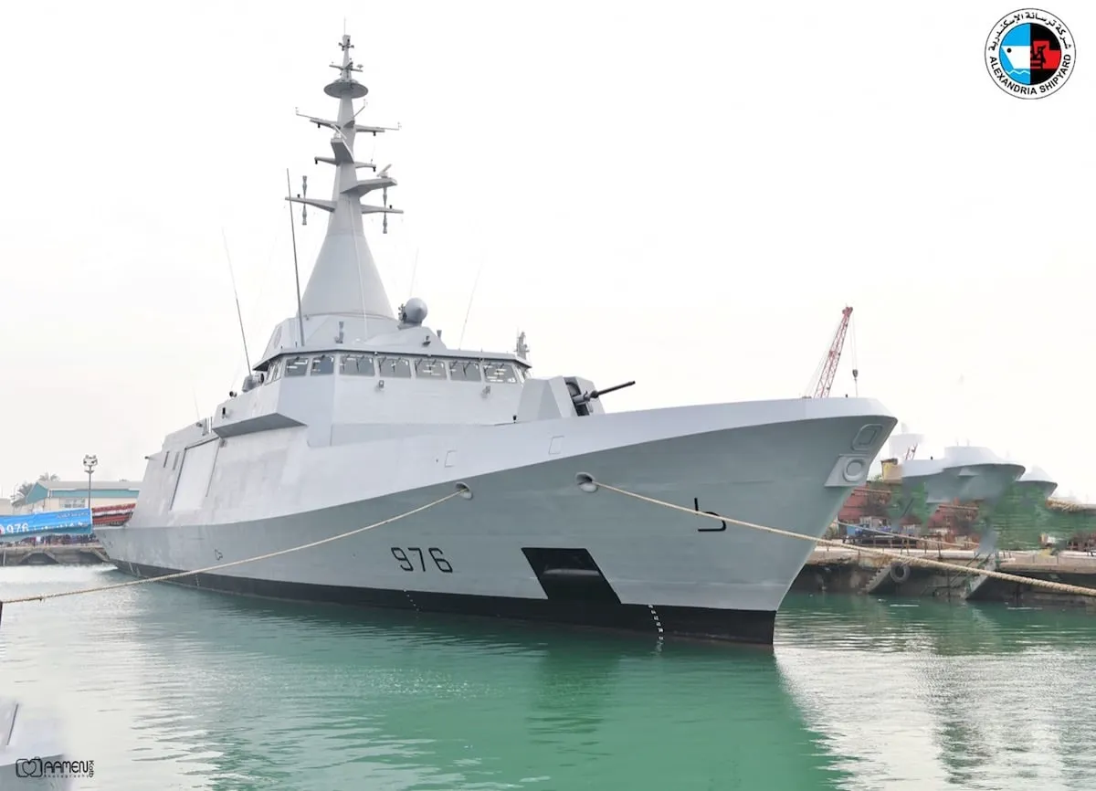 كورفيت بورسعيد من فئة الفاتح Gowind 2500 المصرية خلال التسليم في ترسانة الإسكندرية