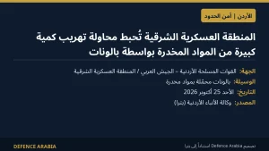 المنطقة العسكرية الشرقية في الأردن تُحبط تهريب كمية كبيرة من المخدرات بواسطة بالونات